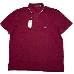Polo Ralph Lauren Mens Mesh Polo Shirt  Classic Wine size XL